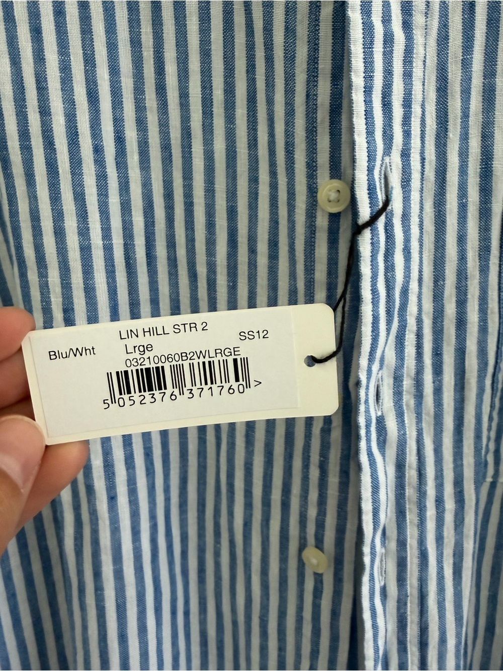Thomas Pink Men’s 100% Linen Blue White Striped Shirt | Size: L | NWT - Picture 3 of 9